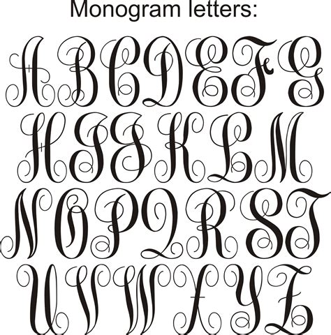 Embroidery letter template monograms