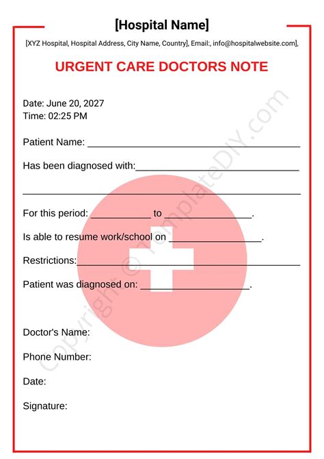 Emergency Department Doctors Note Template