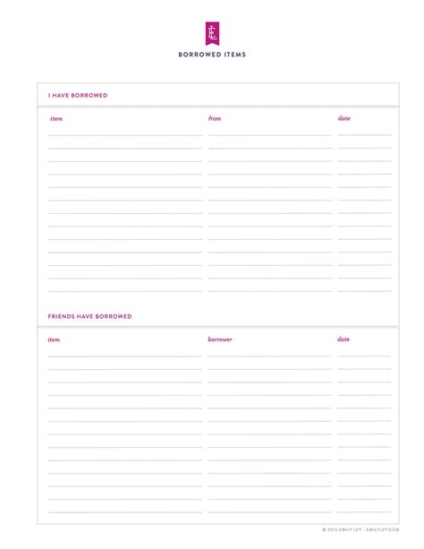 Emily Ley printable organization