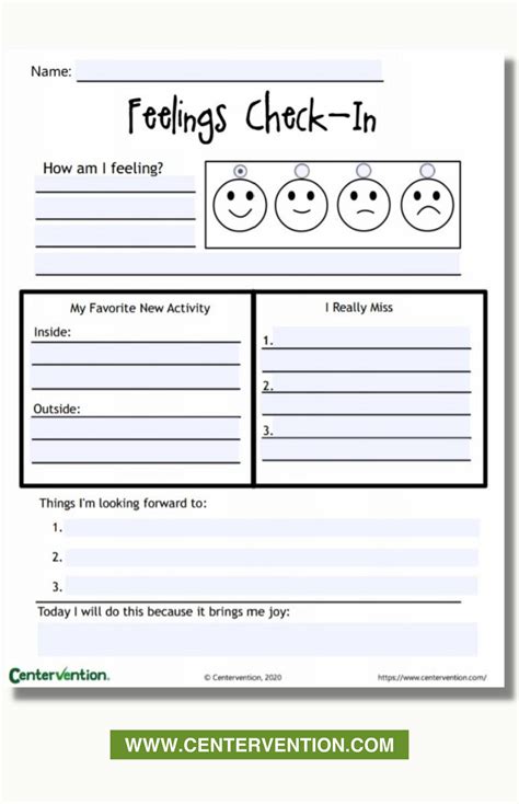 A screenshot of a template with various fields for tracking emotions