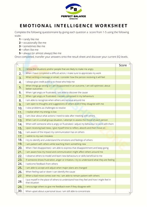 Emotional intelligence worksheet