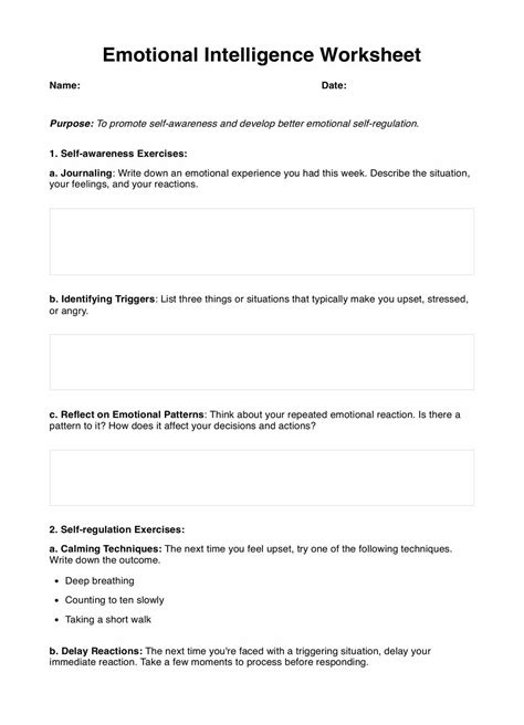 Emotional Intelligence Worksheet