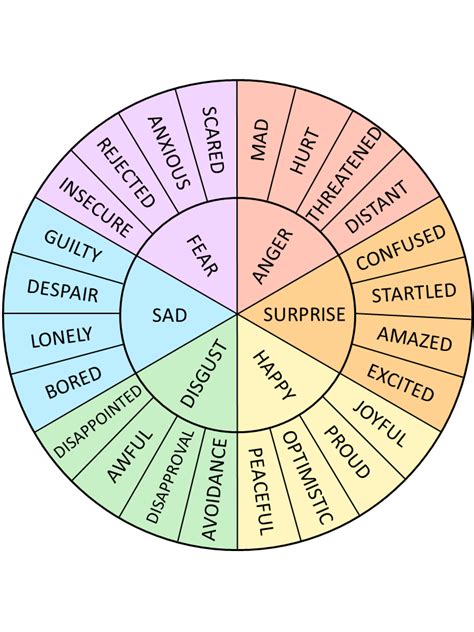 Emotions Wheel Template Example