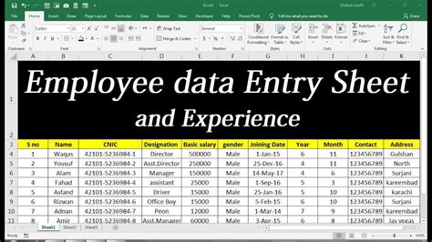 Employee Data Excel Template