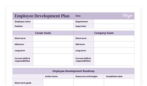 Employee Development Plan Template in Excel