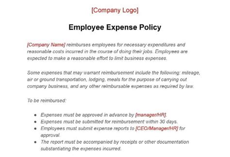 Employee Expense Policy Template