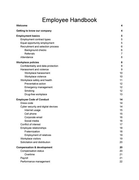 Employee Handbook Template Examples