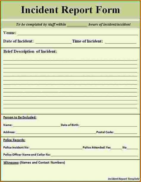 Employee Incident Report Form Template