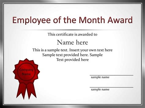 Employee of the Month certificate template PDF