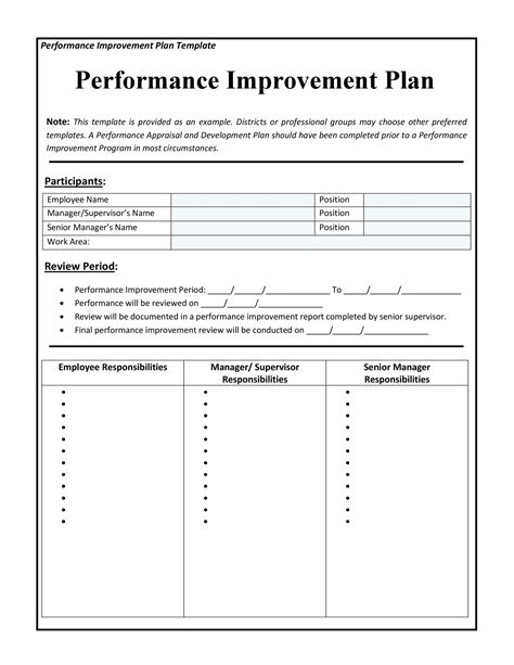 Employee Performance Improvement Plan Template in Excel