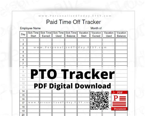 Employee PTO tracker template PDF