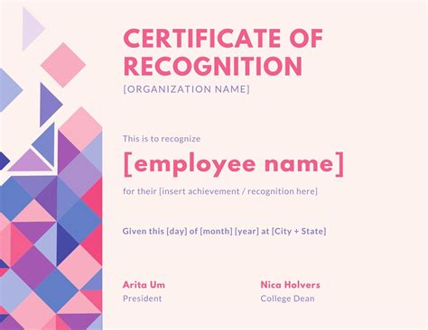 Employee recognition template