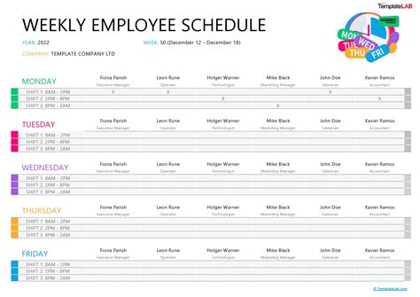 Employee Schedule Template