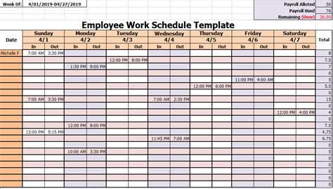 Employee Schedule Template Excel Free