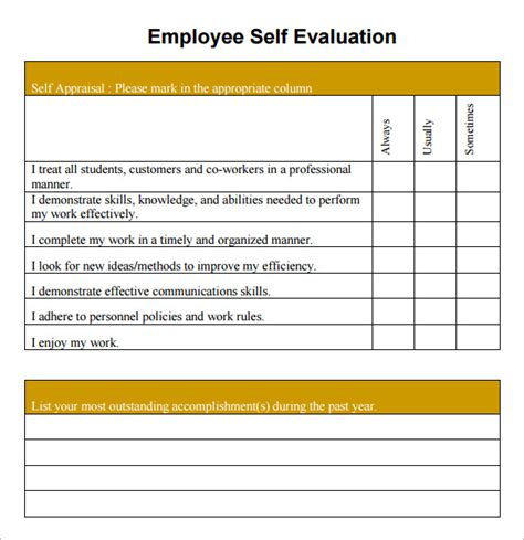 Employee Self-Evaluation Form