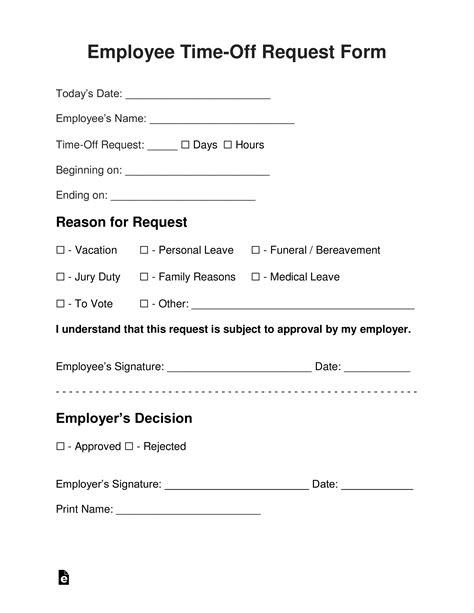 Employee Time Off Template