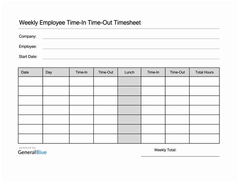 Employee Timesheet Template in PDF