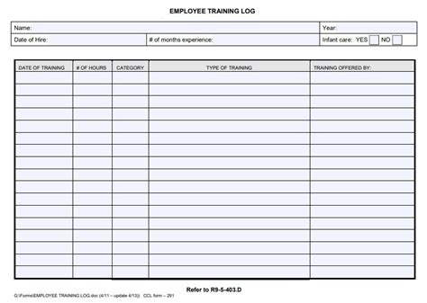 Employee Training Log Template in Word