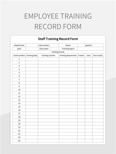 Employee Training Record Template