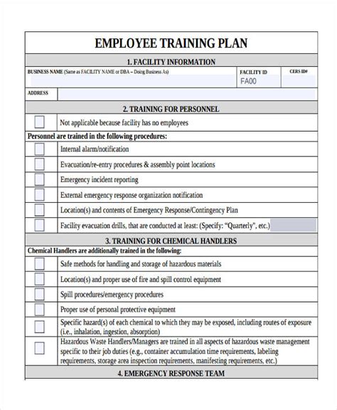 Employee Training Template Sample