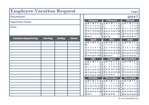 Employee Vacation Requests in Excel