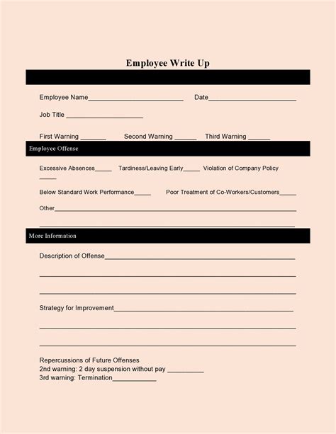 Basic Employee Write-Up Template