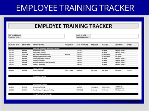 Employee Training Tracker Template Excel