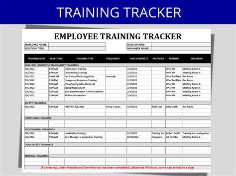 Employee Training Tracker Excel Sample Template