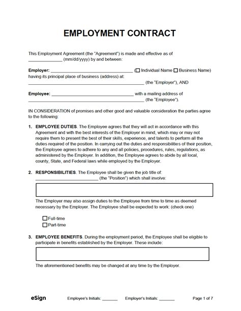 Employment Contract Template Word