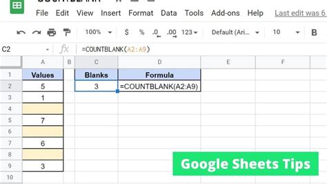 Google Sheets Empty Cells