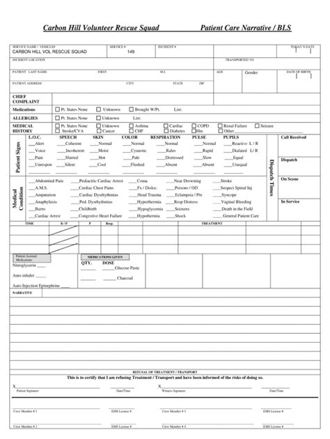 EMs PCr Narrative Template Sample