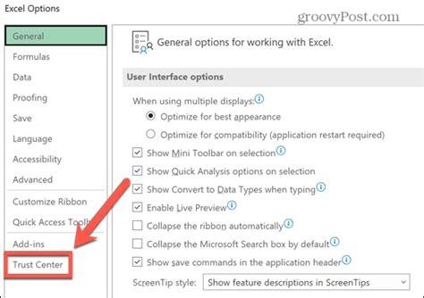 Enabling Macros through Trust Center