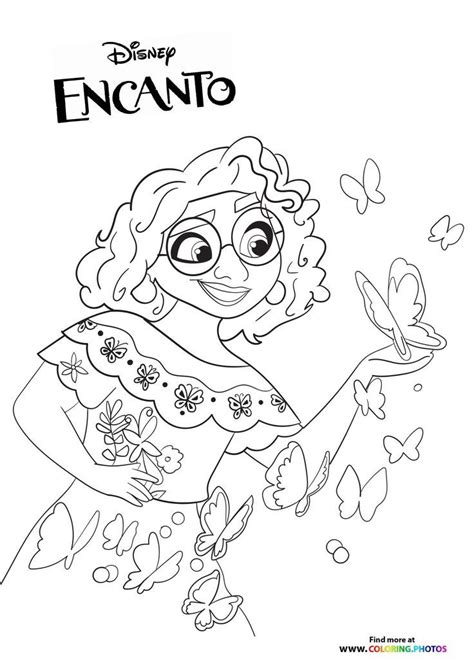 Encanto coloring page featuring Dolores and her super hearing