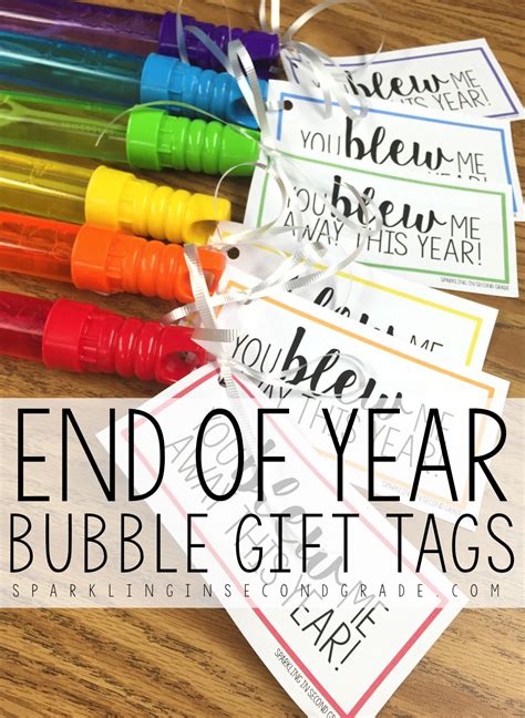 End-of-year gift tags with balloons