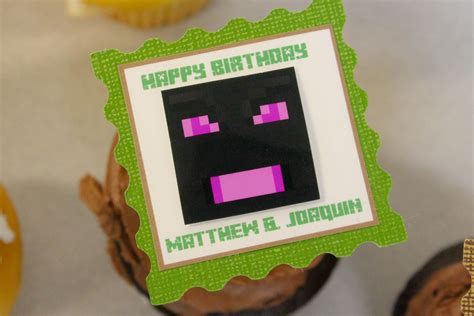 Enderman cupcake topper with a purple and black design