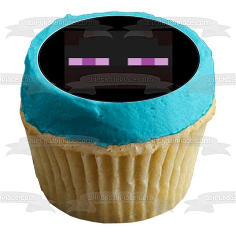 Enderman cupcake topper with a purple and black design