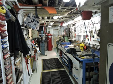 The massive diesel engine in the Sam Laud ship's engine room