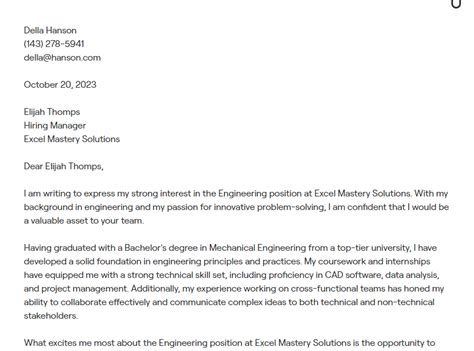 Engineering cover letter closing