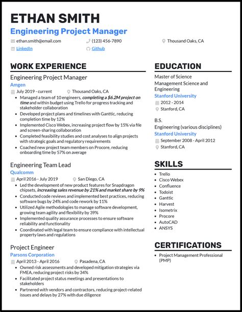 Engineering Manager Resume Certifications