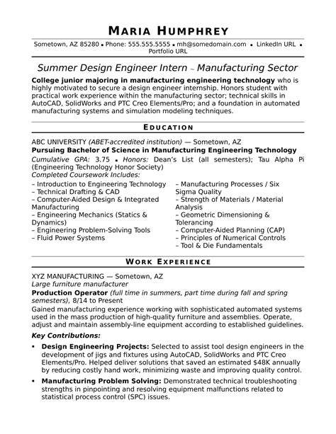 Design of an Engineering Resume Template