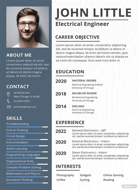 Example of a modern and sleek engineering resume template