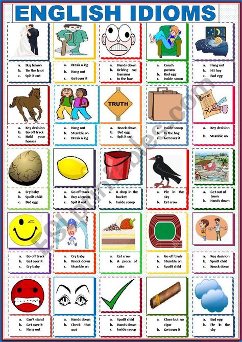 English Idioms and Phrases Worksheets