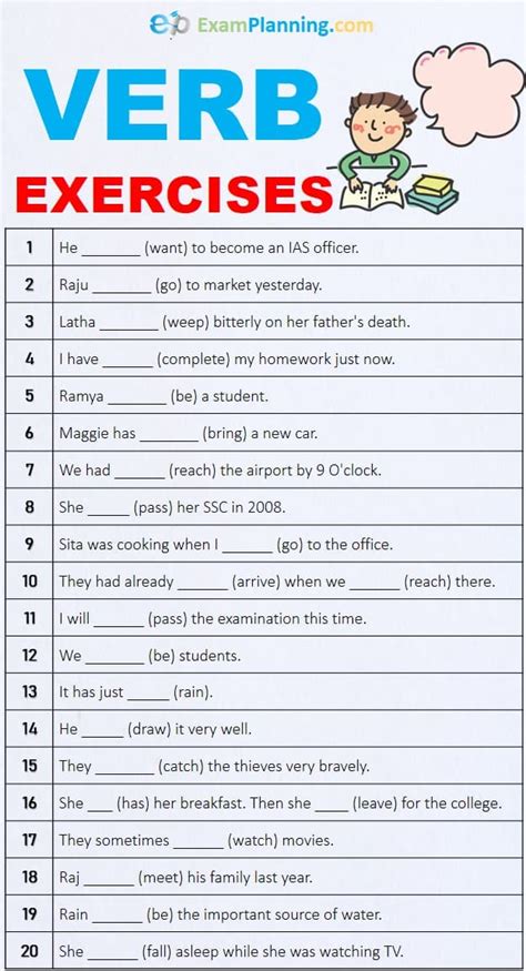 Description of English Verb Practice