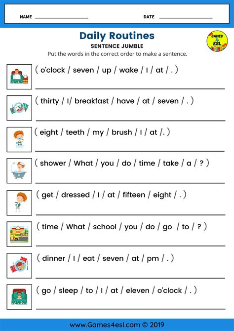 English Worksheet Example