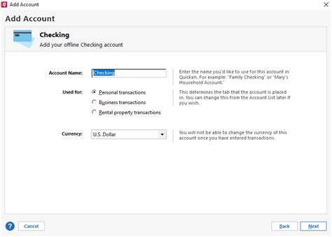 Entering account information