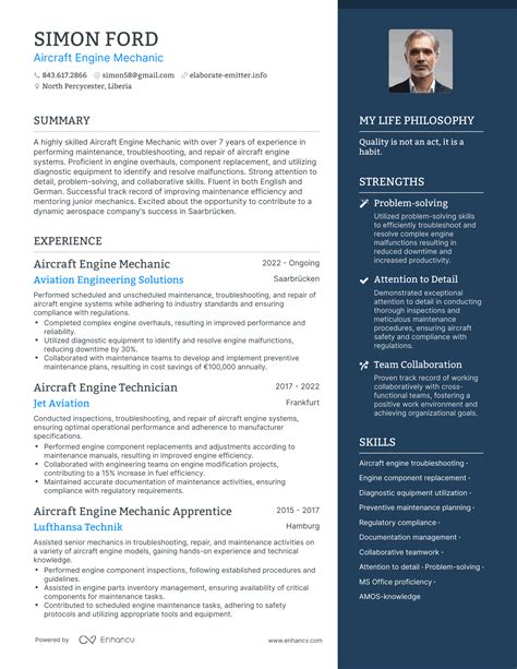 Entry-Level Aircraft Mechanic Resume Template