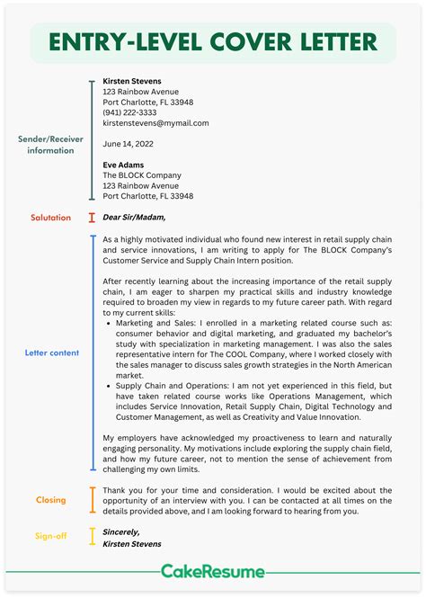 Entry-Level Cover Letter Template