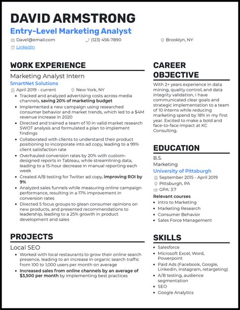 Entry-Level Marketing Resume Template