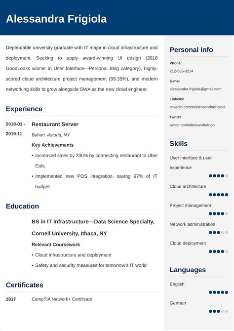 Entry-Level Resume Template with Experience