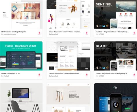 Example of Envato Elements website templates